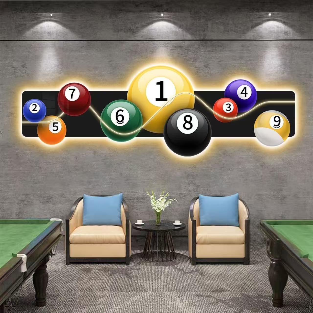 Billiards Hall Decoration Pain - Hall Table Tennis review and price
